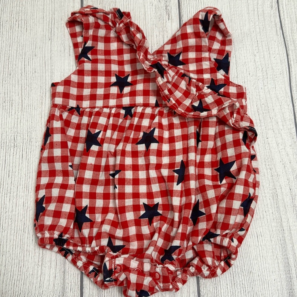 Cat & Jack Baby Girl Gingham Check and Star Bubble Romper
